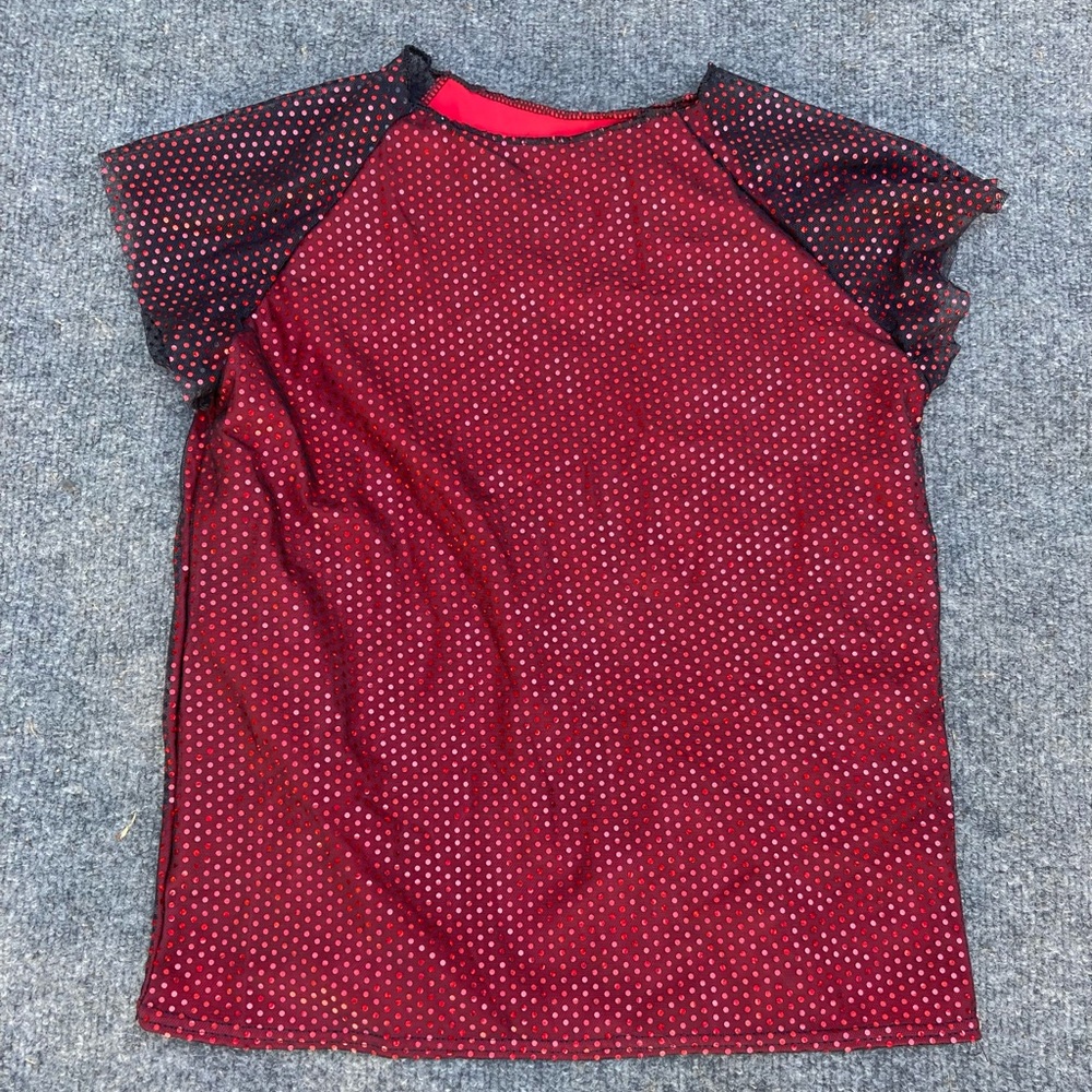 Bright red sparkle top